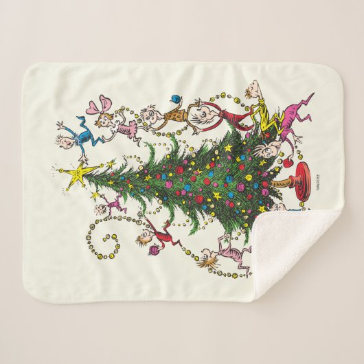 Grinch Christmas Tree Sherpa Deken (Voorkant (horizontaal))