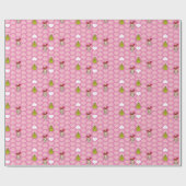 Grinch & Cindy-Lou Pink Heart Pattern Cadeaupapier (Vlak)