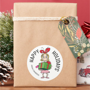 Grinch   Cindy-Lou Who   Kerstcadeautag Ronde Sticker