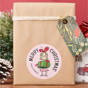 Grinch Cindy-Lou Wie Kerstcadeautag Ronde Sticker