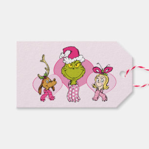 Grinch Crew in Roze Valentijnsportret Cadeaulabel
