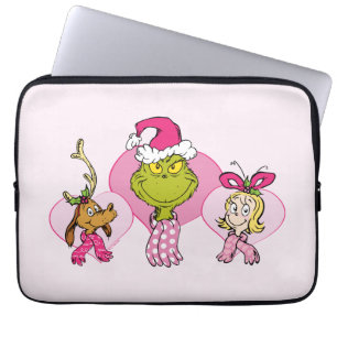 Grinch Crew in Roze Valentijnsportret Laptop Sleeve