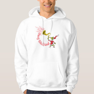 Grinch die de vrolijke Grinchmas hoorn blaast Hoodie