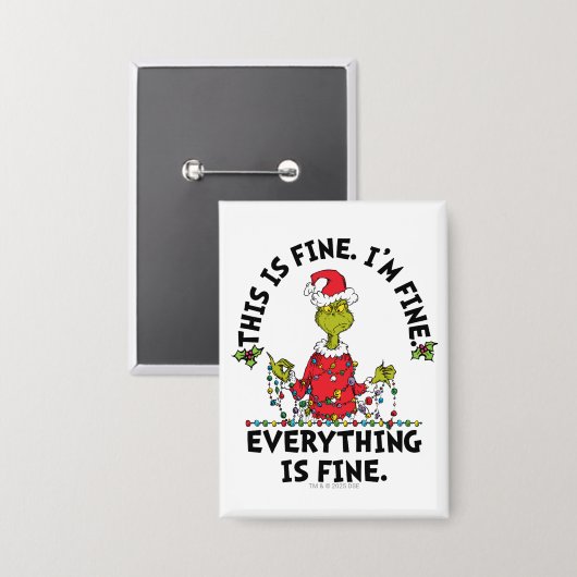Grinch | Everything is Fine Button (Voorkant / Achterkant)