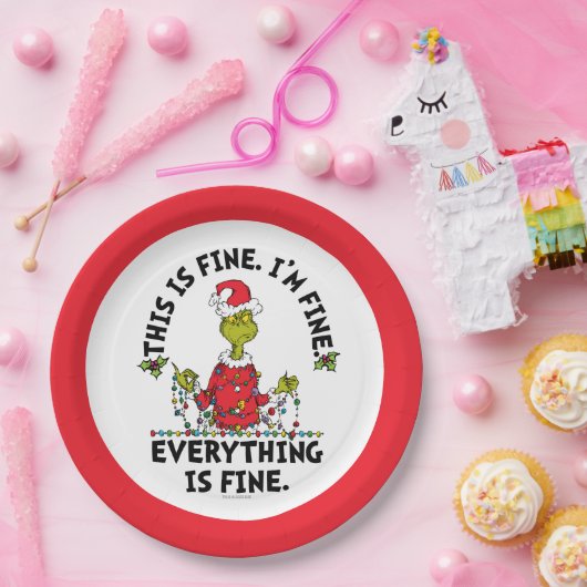 Grinch | Everything is Fine Papieren Bordje (Feest)