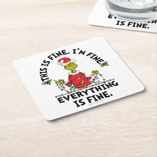 Grinch | Everything is Fine Vierkante Kartonnen Onderzetter (Schuin)