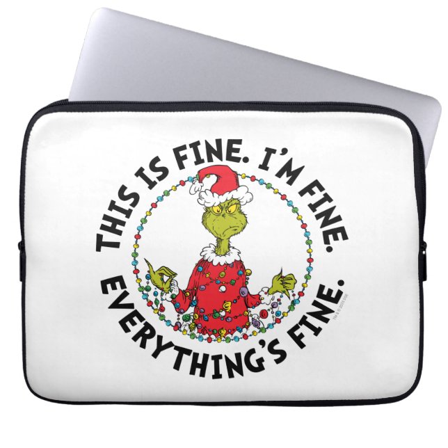 Grinch | Everything's Fine Laptop Sleeve (Voorkant)