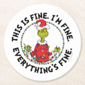 Grinch | Everything's Fine Ronde Kartonnen Onderzetter (Voorkant)
