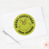 Grinch Face | Vrolijk kerstfeest Ronde Sticker (Envelop)