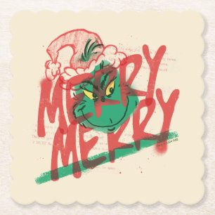 Grinch Feestelijke Grunge Grafiek Kartonnen Onderzetters
