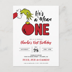 Grinch Hij is een Gemeen Eerste Verjaardagsfeestje Briefkaart