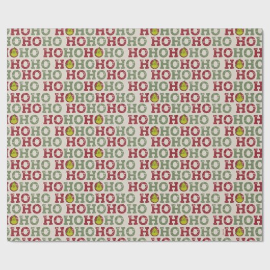 Grinch Ho Ho Pattern Cadeaupapier (Vlak)