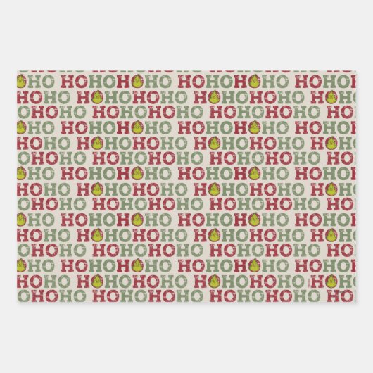 Grinch Ho Ho Pattern Inpakpapier Vel (Voorkant 3)