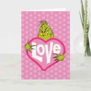 Grinch Houd van Roze Hart Feestdagen Kaart