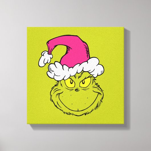 Grinch in Pink Santa Hat Canvas Afdruk (Voorkant)