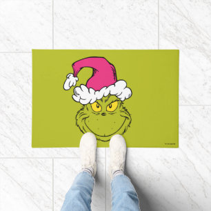 Grinch in roze kerstmuts deurmat