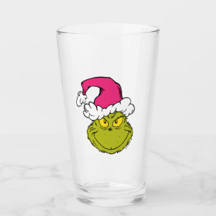 Grinch in roze kerstmuts glas