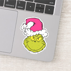 Grinch in roze kerstmuts sticker