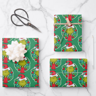 Grinch Kerst Krans Inpakpapier Vel