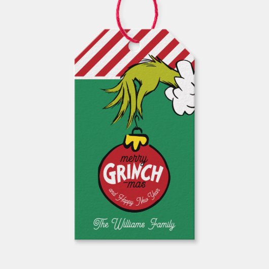 Grinch Kerstbal Kerstmis Cadeaulabel (Voorkant)