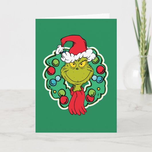 Grinch | Kerstmis Kranz Kaart (Voorkant)