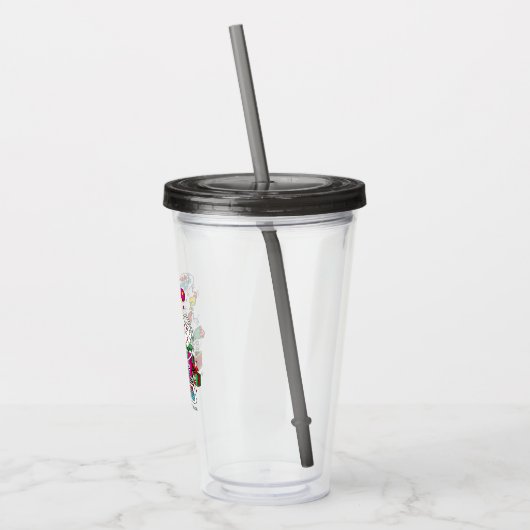 Grinch Kleurrijke Kerstmis Grafisch Acryl Drinkbeker (Links)