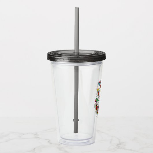 Grinch Kleurrijke Kerstmis Grafisch Acryl Drinkbeker (Rechts)