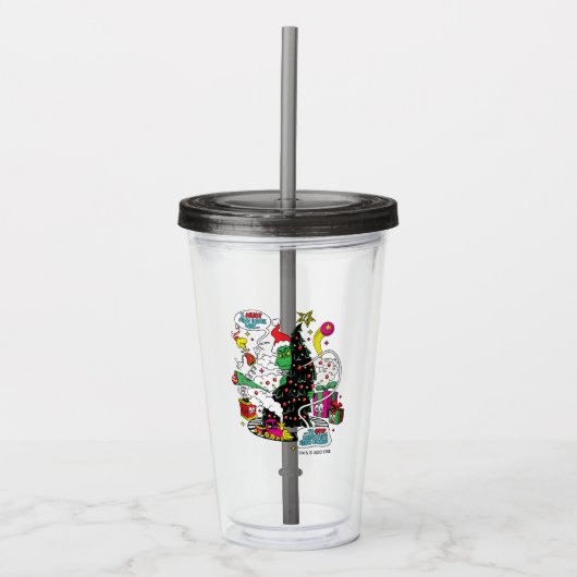 Grinch Kleurrijke Kerstmis Grafisch Acryl Drinkbeker (Voorkant)