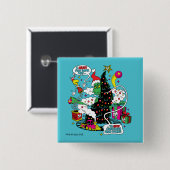 Grinch Kleurrijke Kerstmis Grafisch Vierkante Button 5,1 Cm (Voorkant /achterkant)