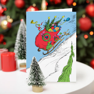 Grinch & Max Wegvliegende slee Feestdagen Kaart