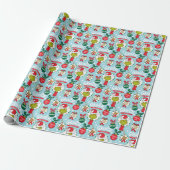 Grinch Merry Grinchmas Blauw patroon Cadeaupapier (Uitgerold)