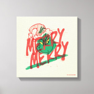 Grinch   Merry Merry Grunge Grafisch Canvas Afdruk