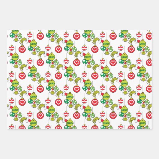 Grinch Ornament Pattern Inpakpapier Vel (Voorkant 2)