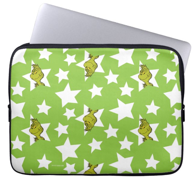 Grinch Peeking Star Pattern Laptop Sleeve (Voorkant)