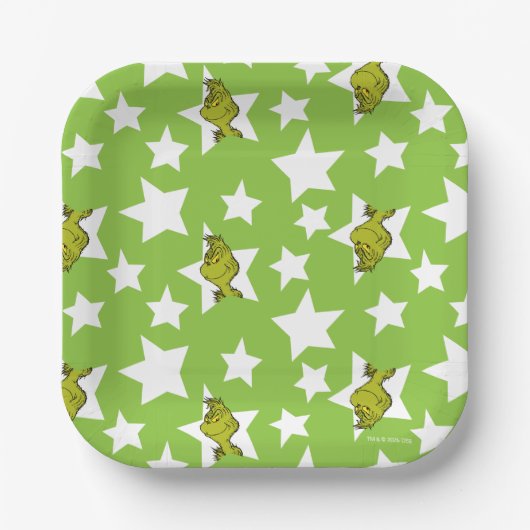 Grinch Peeking Star Pattern Papieren Bordje (Voorkant)