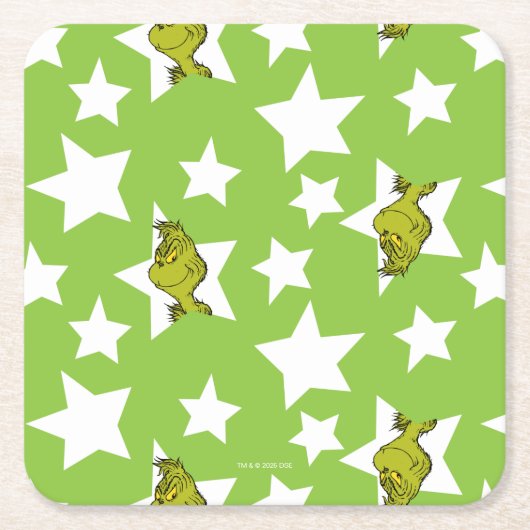 Grinch Peeking Star Pattern Vierkante Kartonnen Onderzetter (Voorkant)