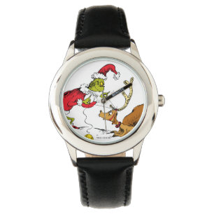 Grinch prepareert Max de rendier Horloge