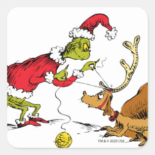 Grinch prepareert Max de rendier Vierkante Sticker