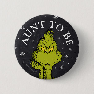 Grinch Schoolbord Baby Shower   Tante In Spe Ronde Button 5,7 Cm