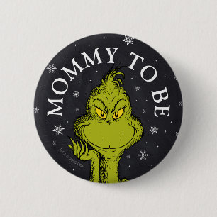 Grinch Schoolbord Baby Shower   Wordende Moeder Ronde Button 5,7 Cm