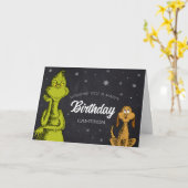 Grinch Schoolbord Verjaardag Kaart (Gele Bloem)