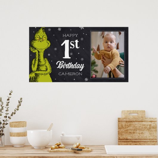 Grinch Schoolbord Verjaardag Poster (Keuken)