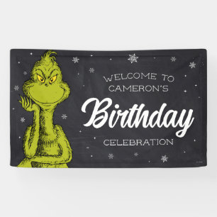 Grinch Schoolbord Verjaardag Spandoek