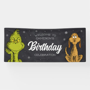 Grinch Schoolbord Verjaardag Spandoek