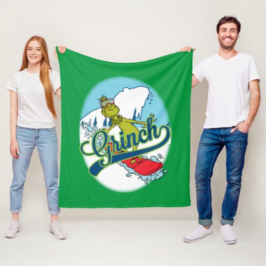 Grinch Snowboarden Fleece Deken (In situ)