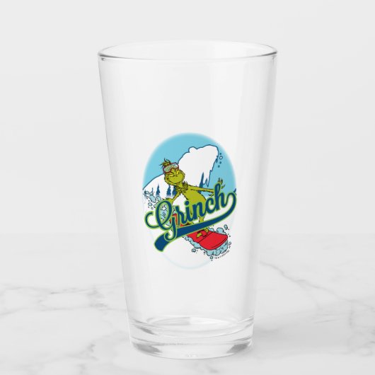 Grinch Snowboarden Glas (Voorkant)