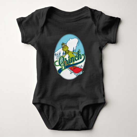 Grinch Snowboarden Romper (Voorkant)