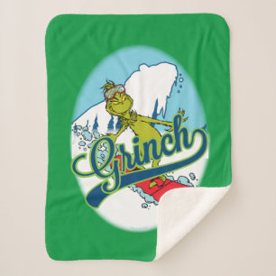 Grinch Snowboarden Sherpa Deken
