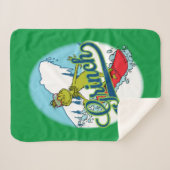 Grinch Snowboarden Sherpa Deken (Voorkant (horizontaal))