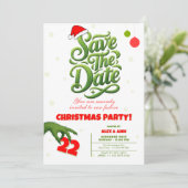 Grinch Style Christmas Party Save the Date (Staand voorkant)